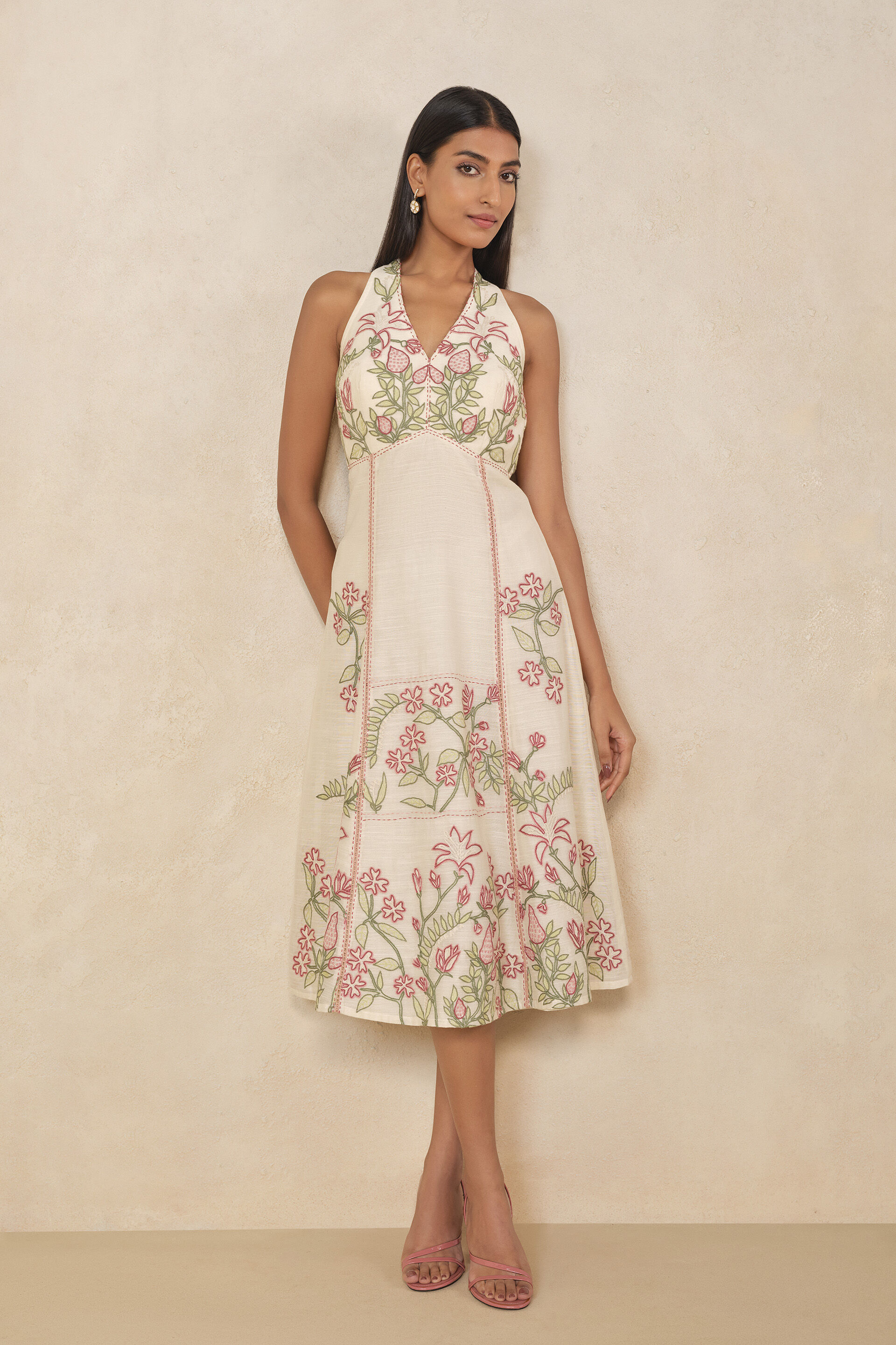 Haiku Hand-embroidered SEWA Dress - Ivory